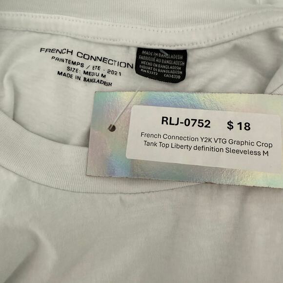 French Connection Y2K VTG Graphic Crop Tank Top Liberty definition Sleeveless M - Picture 5 of 6